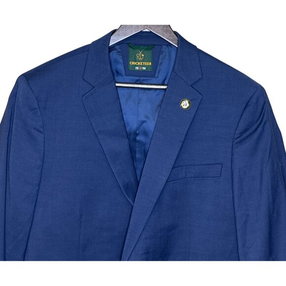 Cricketeer Dallas Men's Blazer Wool Blend Slim Fit Solid Blue Lined 44R NWT - Picture 2 of 13
